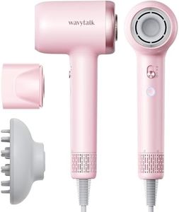 Hair Dryer, Wavytalk Hair Dryer with Diffuser Pro Fast Drying Hair Dryer for Women 110,000 RPM with Magnetic Attachments, Professional Ionic Lightweight Blow Dryer with 3 Speeds & 3 Temps, Pink