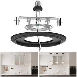 tebio 6-Inch Recessed Can Light Conversion Kit for Pendant Light or Ceiling Fan, Ceiling Fixture Adapter with 7¾" Decorative Black Plastic Medallion, Retrofit Kit for 6" Recessed Housing