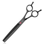 JASON 7.5" Dog Grooming Scissor - Professional Thinning Shear with 37 Teeth Japanese Stainless Steel Blender Scissors for Dogs, Cats and Other Pets (Thinning, Black)