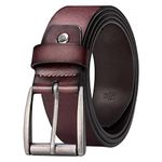 maikun Genuine Leather Belts for Men, Mens Brown Leather Belt For Jeans Trousers,Golf Belts Men Leather,Leather Work Belt Designer Belts Length 40"