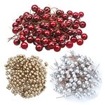 Ascension Multicolour Plastic Artificial Holly Berries, 10 mm Fake Berries Decor on Wire for Christmas Tree Decorations Flower Wreath DIY Craft Use (Pack of 150)