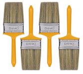 Mercury Brush® Double Thickness Triple Boiled 100% Pure Nylon/Polyester Blend Round Bristles Paint Brush for All Application Type B (4" x 4) Handle Color Yellow or Black