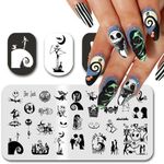 Halloween Nail Stamping Plate Nightmare Before Christmas Nails Stamping Kit The Day of Dead Ghost Holiday Nail Stamping Plate Halloween Nail Stamper Kit for Women Girls DIY Salon