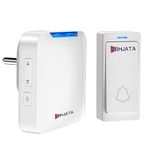 ABHJATA Wireless Doorbell, Door Bell Kit up to 1000ft Range with 32 Ringtones, 5 Adjustable Volume with LED Indicator, Door Bell for Home, Plug in Type-White(1 Transmitter & 1 Indian Plug Receiver)