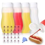 Nacxbwer Condiment Squeeze Bottles for Ketchup Hot Sauce Liquids Oil with Caps for Condensed Milk and Mustard Salad Dressing Dispenser Clear Plastic Bottles Dressing Container HD PE BPA-free