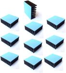 Easycargo 10pcs 25mm Heatsink Kit 25x25x10mm + 3M 8810 thermal conductive adhesive tape, cooler Aluminum Heat Sinks for cooling Raspberry Pi 4 GPU IC Chips LED (25mmx25mmx10mm)