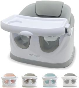 My Babiie MBHCB 2-in-1 Baby Booster Chair – Feeding and Floor Seat for Toddlers, Easy Clean, Removable Tray with Cup Holder, from 6 Months to 3 Years (15kg) – Grey
