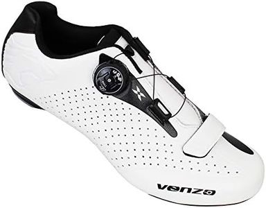 Venzo Cycling Bicycle Cycle Road Bike Shoes Men - Compatible with Shimano SPD, SPD SL, Look KEO, Look Delta White