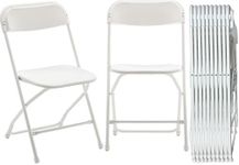 BTEXPERT 650LB White Set of 20 Plastic Folding Steel Frame Commercial High Capacity Event Chair Lightweight Set for Office Wedding Party Picnic Kitchen Dining Church School