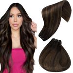 Hetto Human Hair Extensions Weft Balayage Hair Weft Extensions Real Human Hair 12Inch Weft Human Hair Extensions Ombre Darkest Brown to Ash Brown 2/8/2 70g