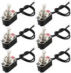 QitinDasen 6Pcs Premium Car Toggle Switch with Pre-Wired, ON-OFF 2 Position 2 Pins SPST Auto Rocker Switch, Waterproof Metal Mini Rocker Toggle Switch, for Car Truck Boat (3A 250VAC / 6A 125VAC)