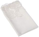 Violet Linen Imperial Embroidered Vintage Lace Design Napkins, Set of 6, 18" x 18", Cream