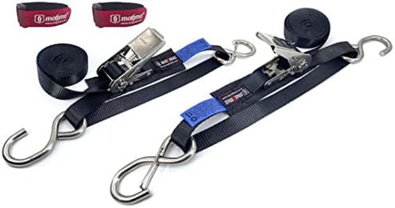 MAGMA 2 Sangles d'Arrimage à Cliquet en Acier Inoxydable avec Crochets | Bandes d'Amarrage et d'Accrochage pour Remorques, Motos, Bateaux, Quads et VTT. Longueur réglable. Force de Rupture : 800 Kgf