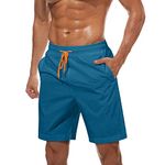 TACVASEN Swim Trunks for Men with Mesh Lining and Elastic Waistband Summer Lightweight Quick Dry Bathing Suit Men Peacock Blue