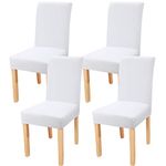 YISUN 4 6 Pack Chair Covers, Super Stretch Fit Removable Washable Dining Chair Covers Seat Slipcover for Hotel Dining Room Ceremony Banquet Wedding Party (4, White)