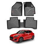 GFX Tpv Car Floor Mats (After-Market) Premium Life Long Foot Mats Compatible With Swift (2018-2021) (Black)