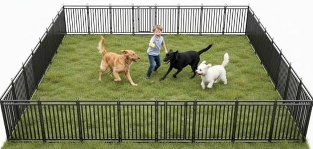 Petorldog Dog Fence Outdoor Indoor, 47 Inches Height, 32 Panels Dog Playpen for Large/Medium/Small Dogs Metal Dog Pen for Yard Camping and RV, Black-Silver