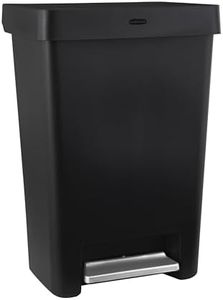 Rubbermaid Step-On Kitchen Trash Can with Lid, 12.4 Gallon, Black, Garbage Container for Home/Kitchen/Apartment/Garage