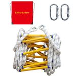 Fire Escape Ladder 2 Story Homes, Emergency Fire Escape Ladder with Hooks Flame Resistant - Fast to Deploy, Easy to Use, Store & Reusable, Weight Capacity up to 2000 pounds, Safety Rope Ladder 16 FT