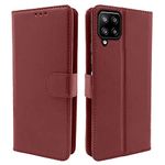 Pikkme Galaxy M12 / F12 / A12 Leather Magnetic Flip Wallet Case Cover for Samsung Galaxy M12 / F12 / A12 (Brown)