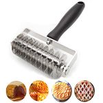 Pastry Lattice Roller Cutter - AMPSEVEN Stainless Steel Dough Lattice for Pie Pizza Bread, Beef Wellington, Professional Pastry Crust Roller Cutter