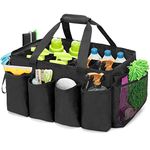 HODRANT Extra-Large Cleaning Caddy, Cleaning Supplies Organizer with Handles for Cleaning Products Storage, Large Capacity Cleaning Tote Bag for Cleaning Tools for Car, Home & Housekeeping Work, Black