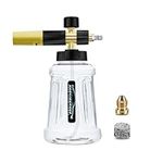 DANCINGBOAR Foam Cannon Compatible with 1/4 Quick Connect Pressure Washer, 1L Adjustable Snow Foam Lance Soap Dispenser with New Generation Adjustable Spray Nozzle (Black & Yellow)