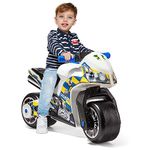 Molto motor cross ride-on bike, from 18 months onwards, off-road, high-tech toy decoration and desigfn, does not come off the ground. Sporty and unique design (Multicoloured - Police - White)