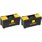 Stanley STST1-75517 Essential 16" Toolbox with Plastic Latches, Black/Yellow (Pack of 2)