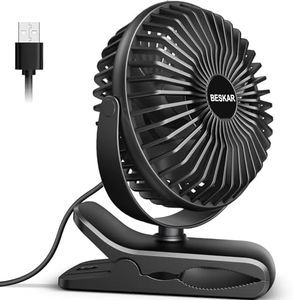 BESKAR Small Clip on Fan, 3 Speeds USB Fan with Strong Airflow, Clip & Desk Fan USB Plug in with Sturdy Clamp - Ultra Quiet operation for Office Dorm Bedroom Stroller