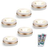 LEASTYLE Wireless LED Puck Lights with Remote Control 6 Pack, LED Under Cabinet Lighting,Puck Lights Battery Operated, Closet Light, Under Counter Lighting, Stick On Lights (6 Pack Natural White)