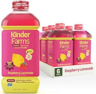 KinderFarms Advanced Electrolyte Solution, 2X Faster Hydration vs. Water Alone, No Artificial Sweeteners or Flavors, No Synthetic Dyes, Raspberry Lemonade, for Kids and Adults, 33.8 fl oz (Pack of 6)