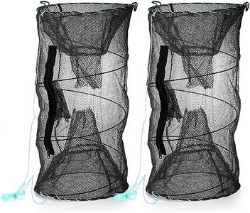 ZENFUN Set of 2 Fishing Bait Trap, Crab Trap Minnow Trap, Crawfish Trap, Collapsible Cast Net, Foldable Fishing Net Trap, Lobster Trap, Portable Folded Fishing Accessories