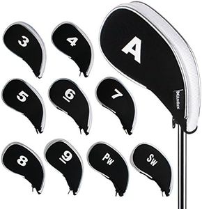 Andux Golf Iron Club Head Covers Protector Cases with Zipper 10pcs/Set Black White