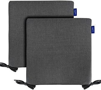 INFBLUE Indoor/Outdoor Chair Cushions Set of 2 Chair Pads Water Resistance Square Corner Outdoor Cushions for Patio Furniture - Patio Chair Cushions with Ties (Set of 2, 17''x17''x2'', Dark Grey)