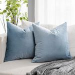 QUAFOO Light Blue Euro Decorative Velvet Throw Pillow Covers 26x26 inch Set of 2 with Zipper Luxury Soft Solid Square Cushion Covers Case for Sofa Couch Bed Living Room