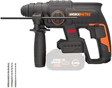 WORX Nitro - Perforateur sans fil 20V - Force de Fappe de 2J - Pour le Perçage, Perçage à Percussion et Burinage - 22mm Béton - Moteur Brushless - 3 Forets - Livré sans Batterie ni Chargeur - WX381.9