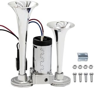 Upgraded 12V Air Horn Kit 600DB - Dual Trumpet Train Horn for Pickup Trucks, Heavy Duty Vehicles, Motorcycles & Boats with High-Pressure Compressor Silver