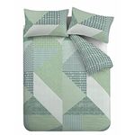 Catherine Lansfield Larsson Geo Reversible King Duvet Cover Set with Pillowcases Green