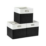 DECOMOMO Cube Storage Bin, Collapsible Storage Bin with Dual Cut-Out Handles, Storage Baskets for Shelves Kallax Cubes Closet Shelves Nursery Organizers (Cube 11", Black)