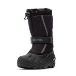 Sorel KIDS FLURRY Waterproof Unisex Kids Snow Boots, Black (Black x City Grey) - Youth, 4 UK