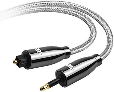 EMK 26ft/8m Optical Audio Cable, Toslink to Mini Toslink, Braided Jacket, Compatible with Home Theater, Sound Bar, TV, PS4, Xbox, PlayStation