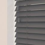 Custom Made To Measure Real Wooden Venetian Blinds with strings (50mm Slats) (Anchor Grey, 40cm - 60cm (Width) x Up To 120cm (Drop))