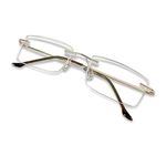 Redex Rimless Rectangle Optical Premium Reading Glasses For Men And Women Reading Power Glasses For Men & Women (Browm) (+2.50, Golden)