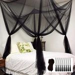 Mosquito Net for Bed Canopy, 4 Corner Post Curtains Bed Canopy Elegant Mosquito Net Set, Stick Hook &Profession Rope for net, Screen Netting Canopy Curtains, Full/Queen/King (Black)…