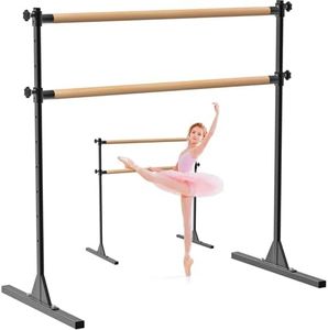 SELEWARE 4 FT Height Adjustable Wood Ballet Barre Freestanding Ballet Bar Heavy Duty Dance Bar Support Barre Movements Body Stretch Pull-ups, Sturdy Construction and Anti-Slip, Supports 350 lbs