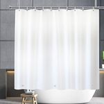 YISURE White Short Shower Curtain Liner 65 inch, PEVA Shorter Height Shower Curtain for Bathroom, Magnetic Bottom Metal Hooks, Width 70 x Height 65inch