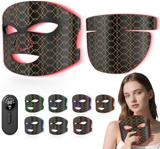 SeyYega LED Maske Gesicht & Hals, Gesichtsmaske Lichttherapie mit 7 Modi, 608 Perlen Red Light Therapy Face Mask, 855nm NIR, Aufladbar Rotlicht Gesichtsmaske 3000 mAh, Verstellbare Bänder für Hause