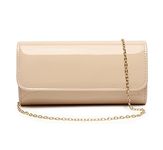 MUDUO Patent Leather Envelope Clutch Purse Shiny Candy Foldover Clutch Evening Bag for Women (Nude1)