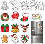 36 Pcs Christmas Refrigerator Magnets DIY Color Your Own Fridge Magnets Decorative Holiday Magnets for Kids Home Activities Xmas Party Favors Decorations, 12 Designs